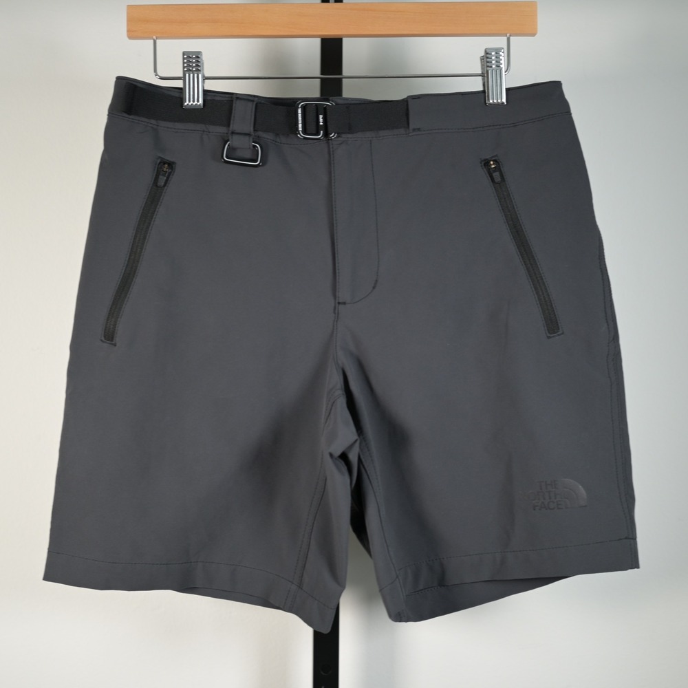 The North Face Mens S Gray Technical Hiking Shorts Built-in Belt Carabiner Long
